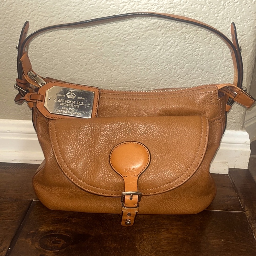 POLO RALPH LAUREN Vintage Leather Handbag Purse- Medium Size
